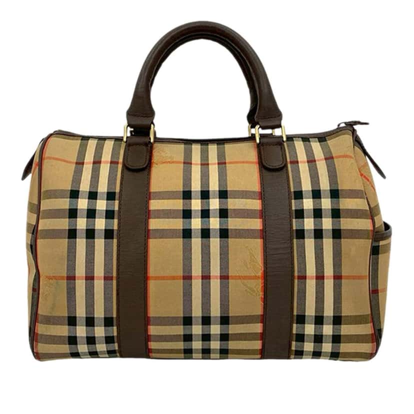 Burberry Haymarket Check Canvas Boston Bag Beige Canvas Very good condition - Back View