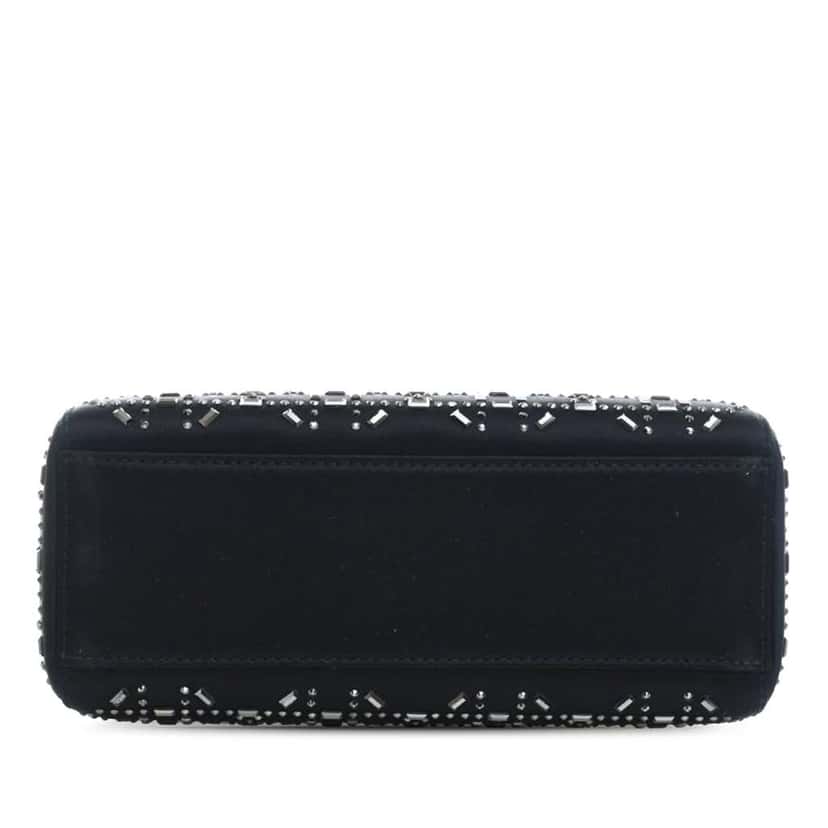 Dior Mini Satin Cannage Strass Crystal Embellished Lady Dior Blue Satin Very good condition - Inside View