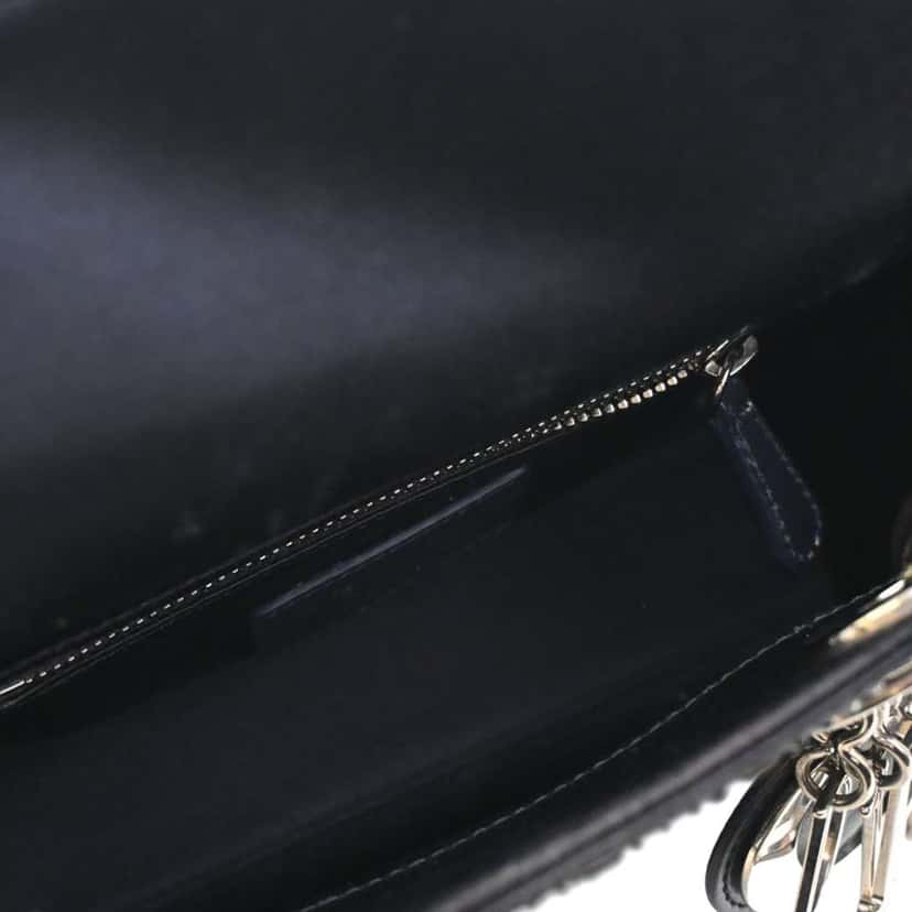 Dior Mini Satin Cannage Strass Crystal Embellished Lady Dior Blue Satin Very good condition - Model View