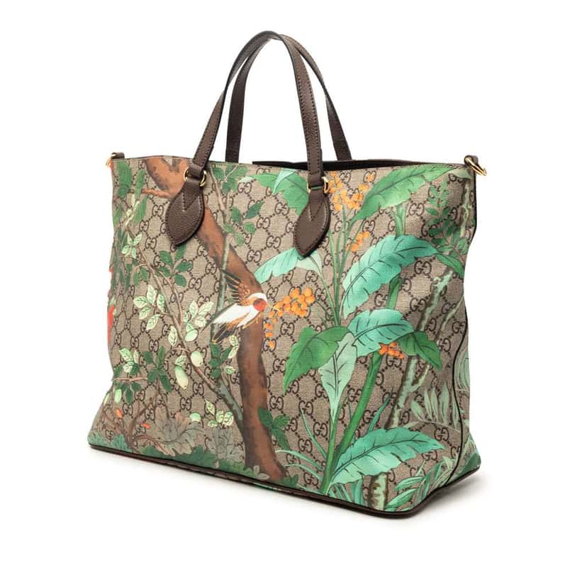 Gucci Medium GG Supreme Tian Convertible Soft Tote Beige Canvas Very good condition - Back View