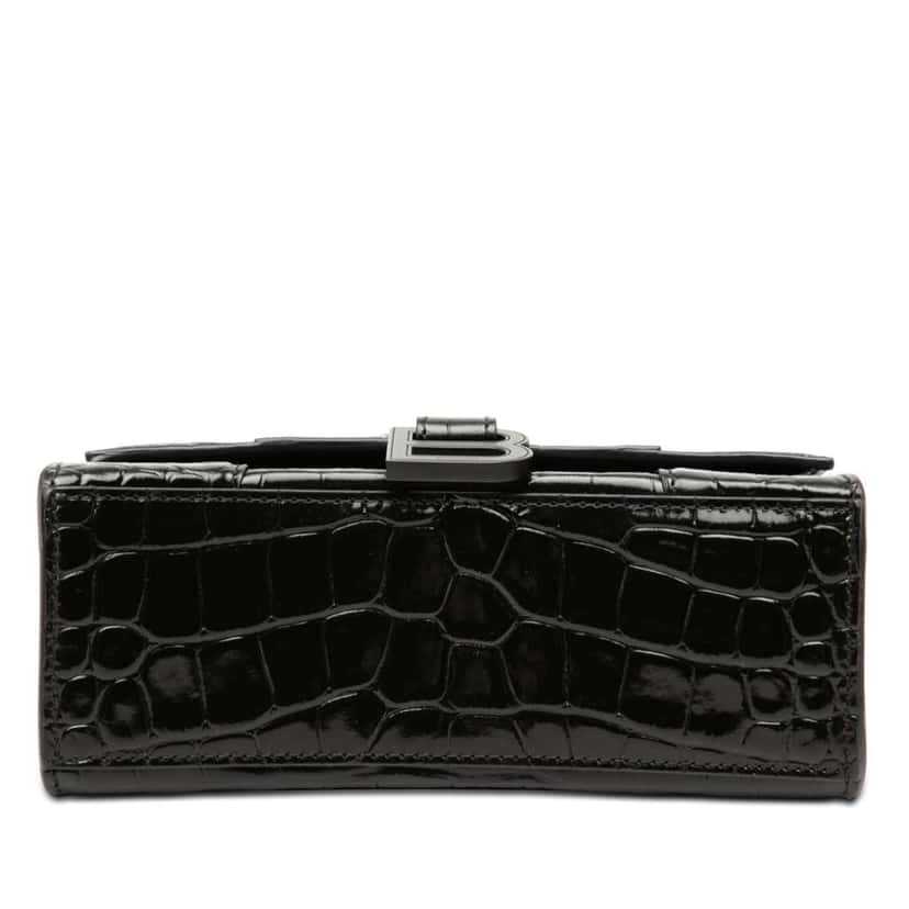 Balenciaga XS Croc Embossed Hourglass Top Handle Bag Black Leather Very good condition - Inside View