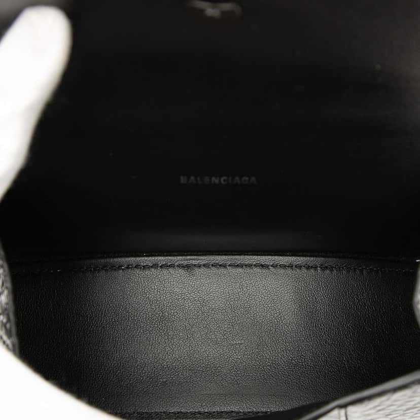 Balenciaga XS Croc Embossed Hourglass Top Handle Bag Black Leather Very good condition - Model View