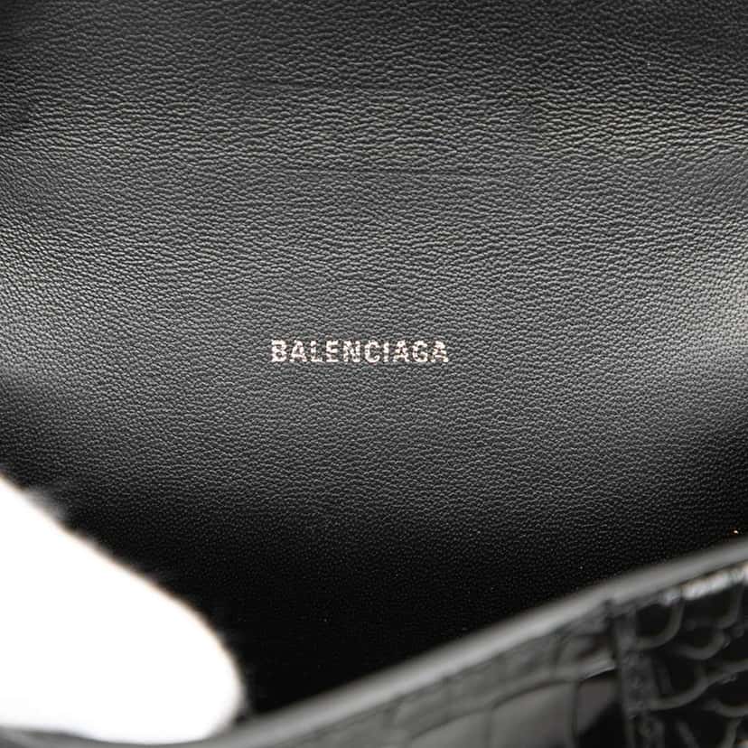 Balenciaga XS Croc Embossed Hourglass Top Handle Bag Black Leather Very good condition - Box View