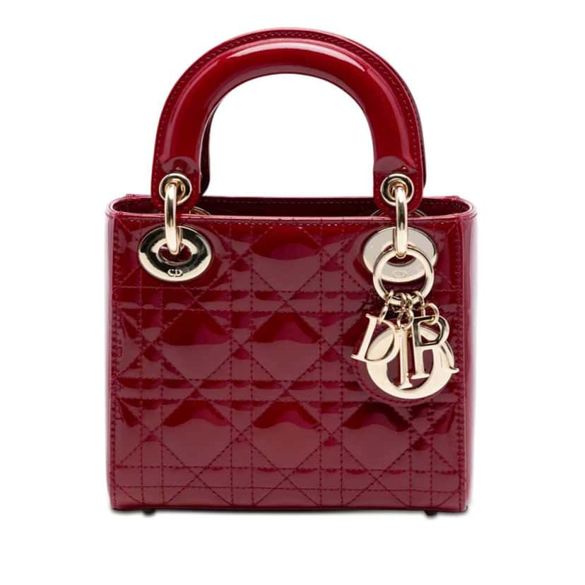 Dior Mini Patent Cannage Lady Dior Red Leather Very good condition - Front View