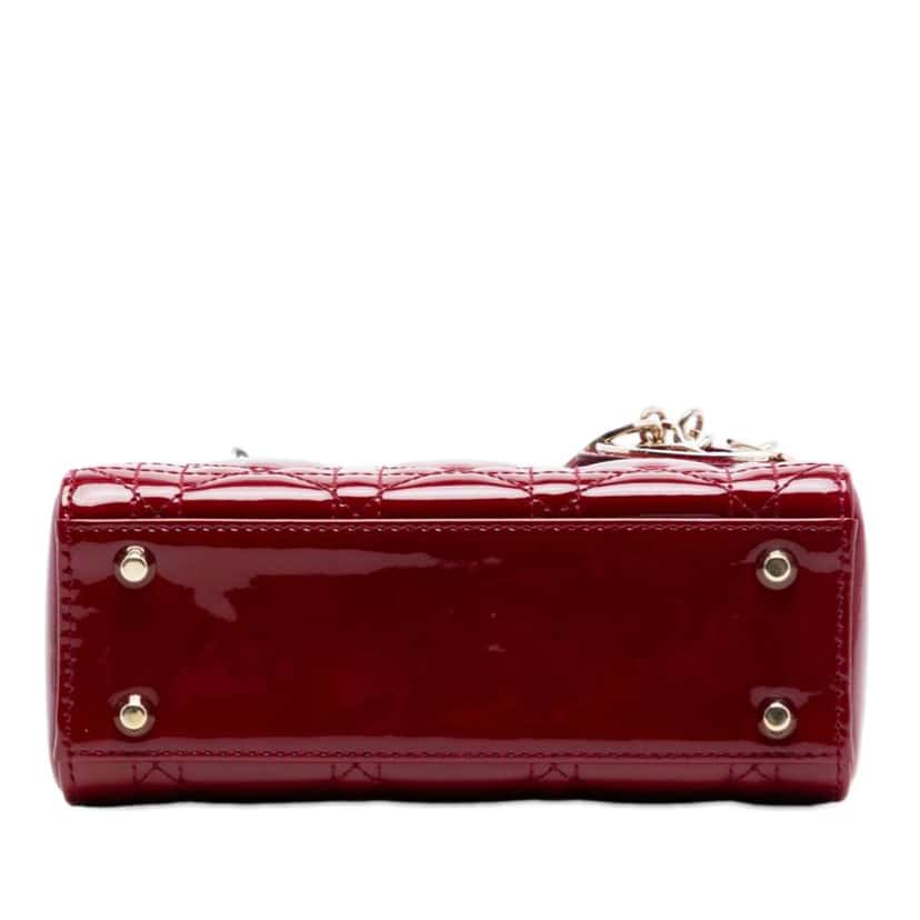 Dior Mini Patent Cannage Lady Dior Red Leather Very good condition - Inside View