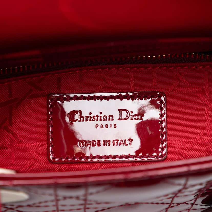 Dior Mini Patent Cannage Lady Dior Red Leather Very good condition - Box View