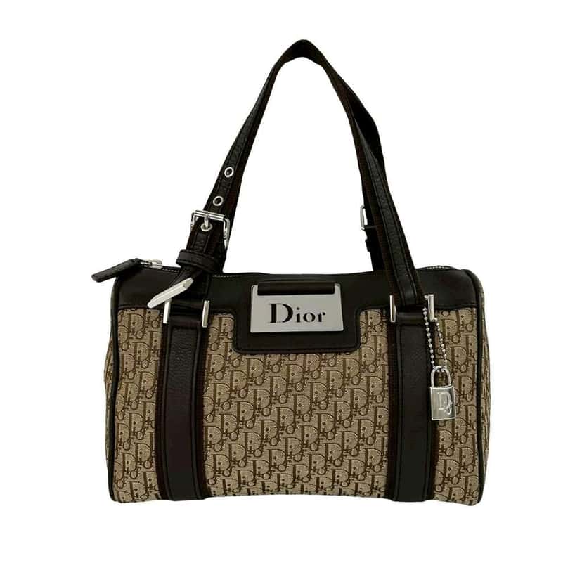 Dior Small Diorissimo Trotter Canvas Street Chic Boston Bag Beige Canvas Very good condition - Front View