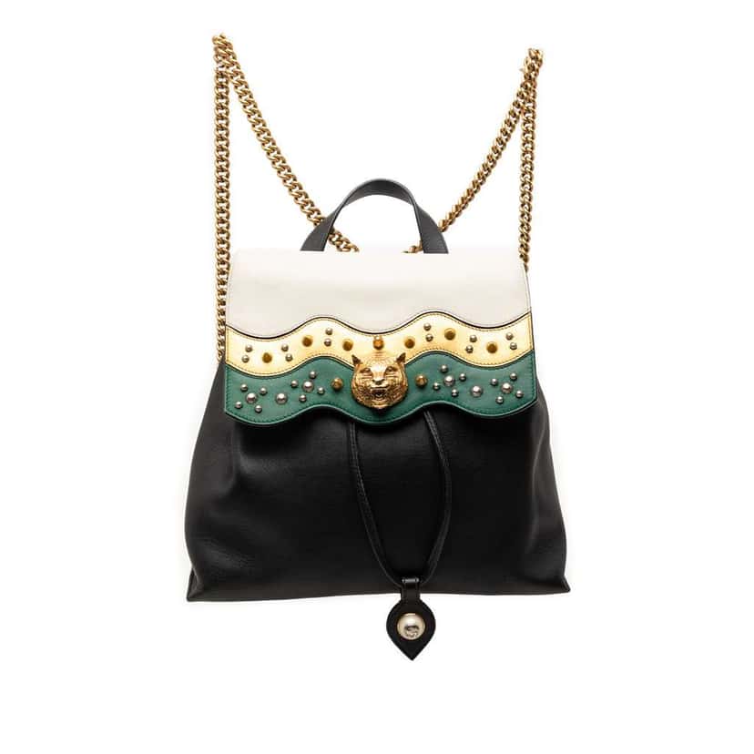 Gucci Leather Studded Animalier Malin Backpack Black Leather Very good condition - Front View