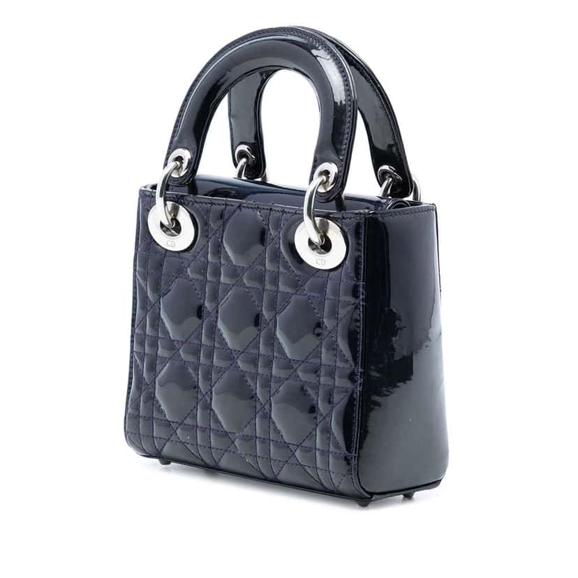 Dior Mini Patent Cannage Lady Dior Purple Leather Very good condition - Back View