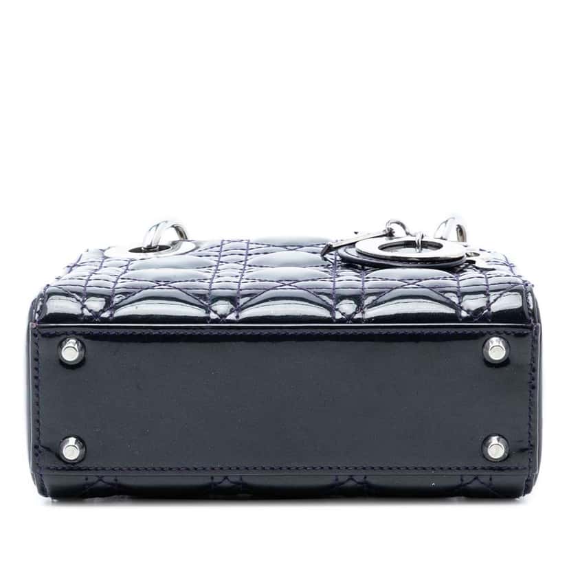 Dior Mini Patent Cannage Lady Dior Purple Leather Very good condition - Inside View