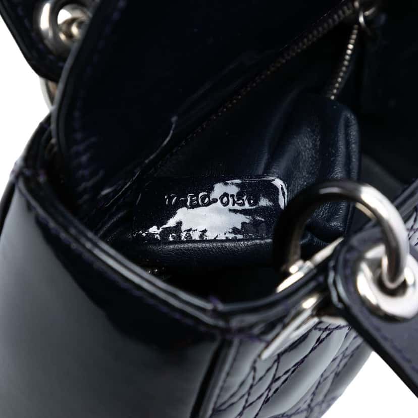 Dior Mini Patent Cannage Lady Dior Purple Leather Very good condition - Box View