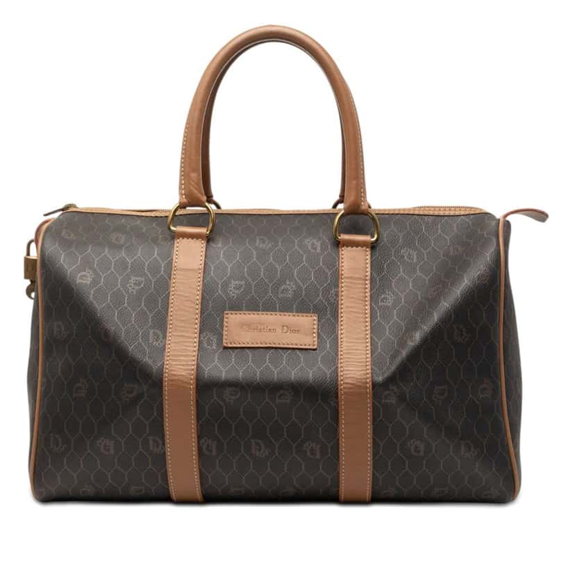 Dior Honeycomb Coated Canvas Boston Bag Black Canvas Good condition - Front View