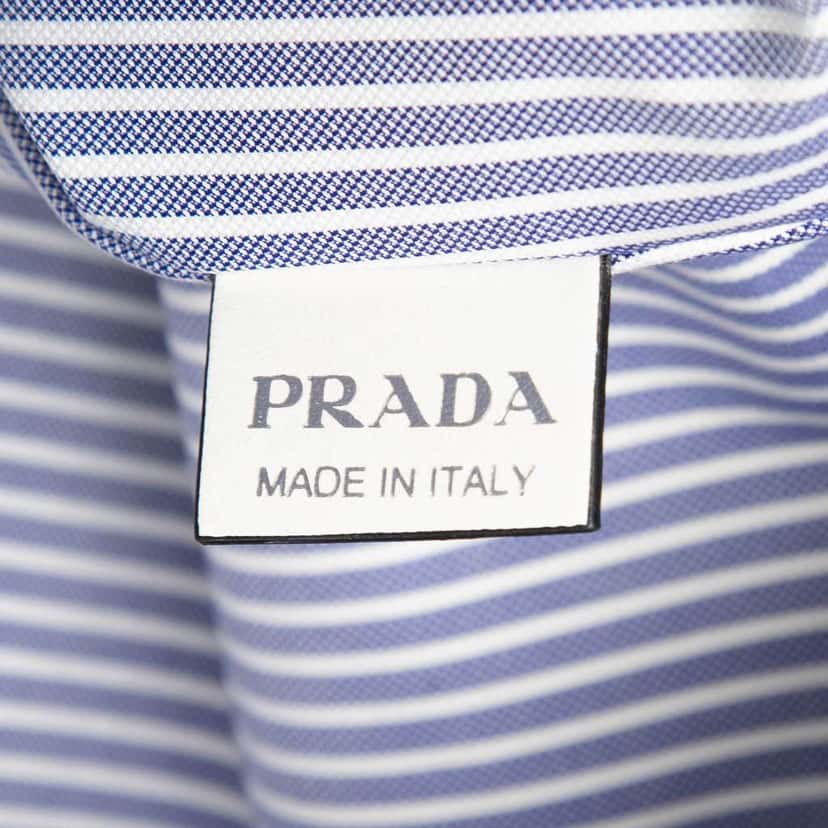 Prada Canvas Logo Stripe Shopper Tote Beige Canvas Very good condition - Box View