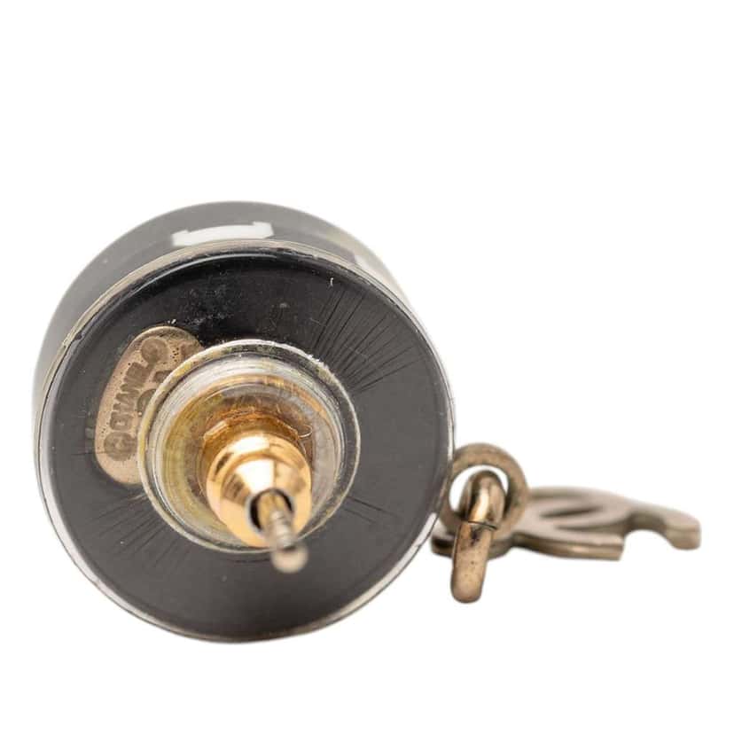 Chanel Brass Resin CC Drop Round Push Back Earrings Black Very good condition - Inside View