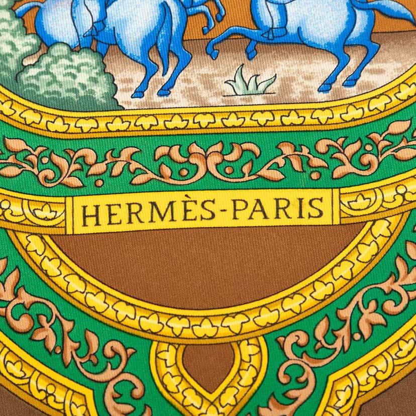 Hermès Qalamdan Silk Scarf Brown Silk Very good condition - Inside View