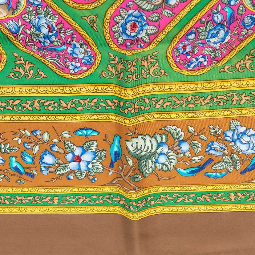 Hermès Qalamdan Silk Scarf Brown Silk Very good condition - Box View