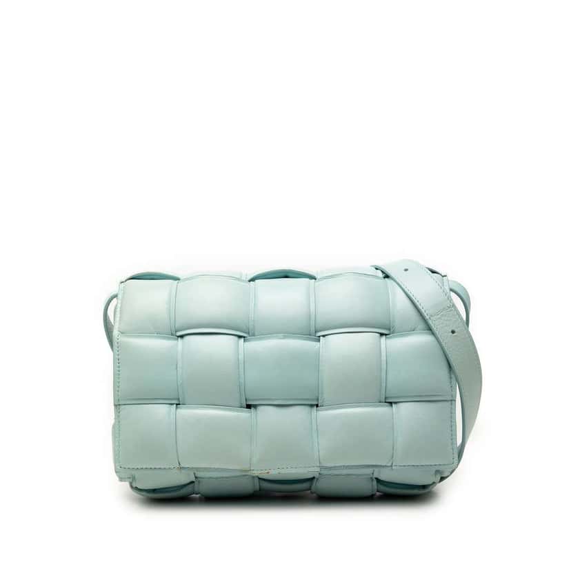 Bottega Veneta Nappa Intrecciato Padded Cassette Crossbody Blue Leather Very good condition - Front View