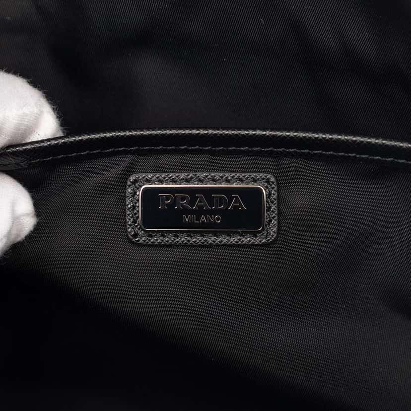 Prada Saffiano Trimmed Tessuto Clutch Black Very good condition - Box View