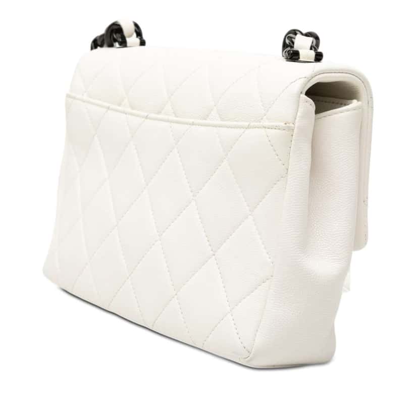 Chanel Medium Quilted Caviar My Everything Flap White Leather Very good condition - Back View