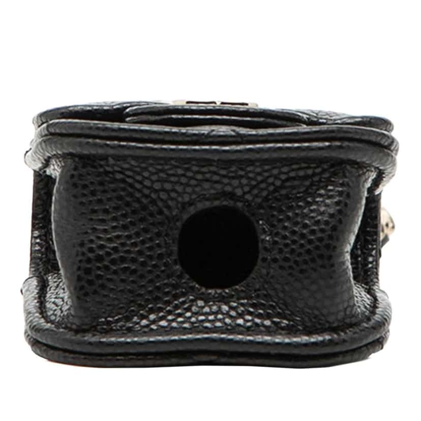 Chanel CC Quilted Caviar AirPods Case Black Leather Very good condition - Inside View