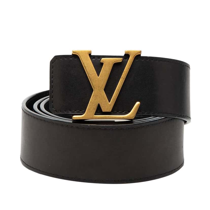 Louis Vuitton Leather LV Initiales Belt Black Leather Very good condition - Front View