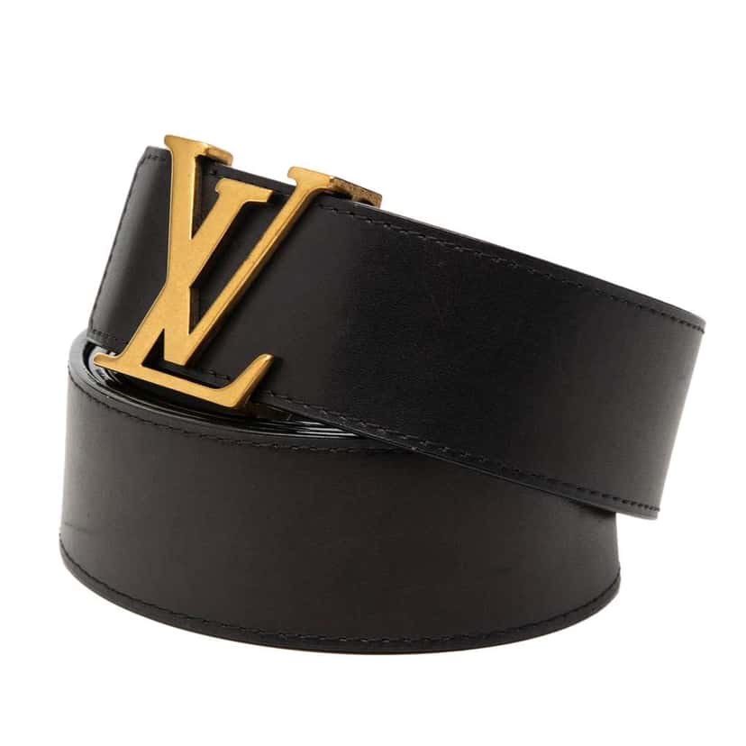 Louis Vuitton Leather LV Initiales Belt Black Leather Very good condition - Back View