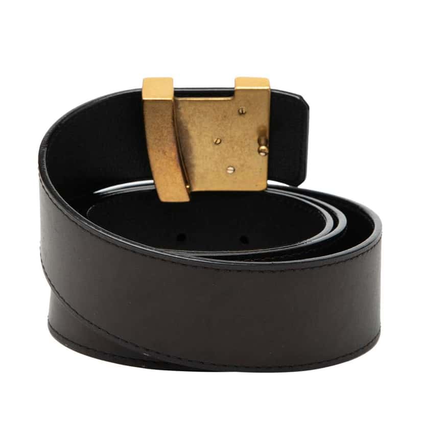 Louis Vuitton Leather LV Initiales Belt Black Leather Very good condition - Inside View