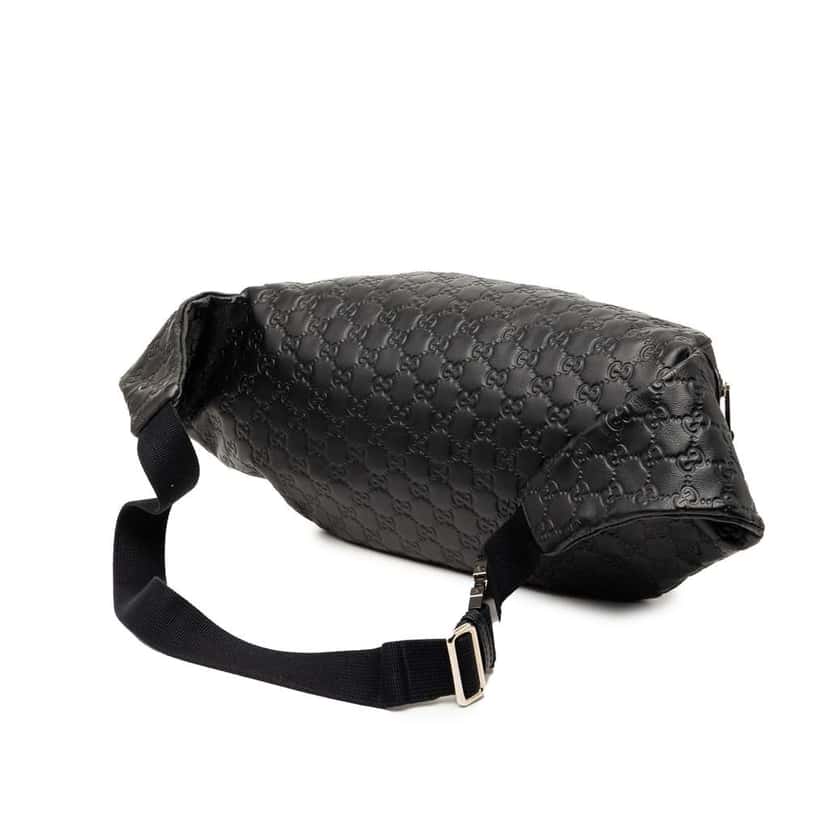 Gucci Guccissima Web Belt Bag Black Leather Very good condition - Back View