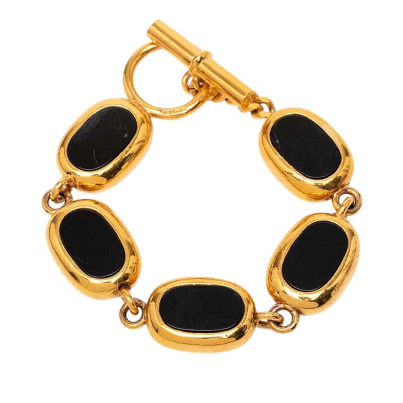 Chanel Gold Plated Resin Charm Chain Bracelet Gold Metal Very good condition - Front View