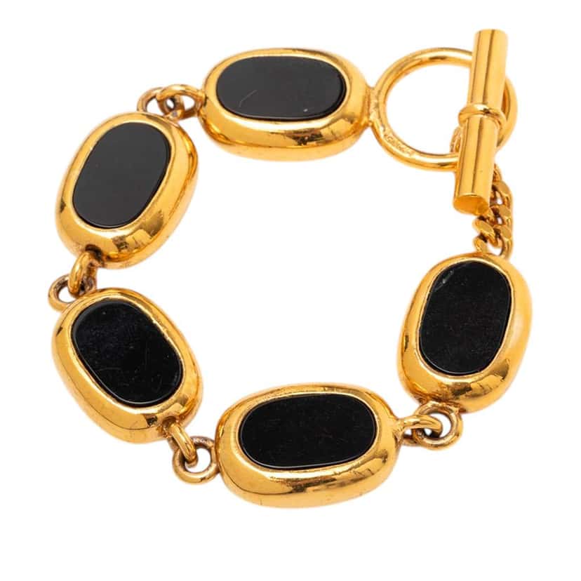 Chanel Gold Plated Resin Charm Chain Bracelet Gold Metal Very good condition - Back View