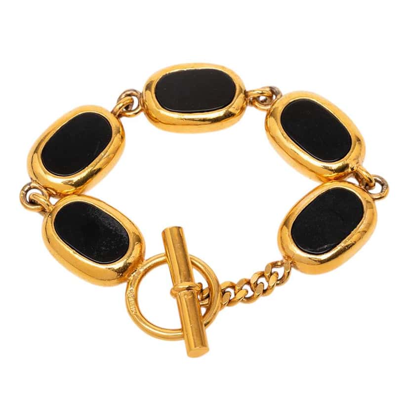 Chanel Gold Plated Resin Charm Chain Bracelet Gold Metal Very good condition - Inside View