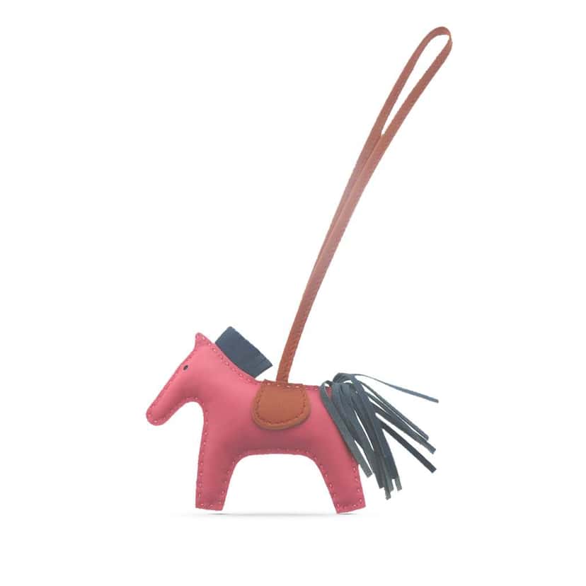 Hermès Milo Lambskin and Swift Grigri Rodeo Bag Charm PM Pink Leather Very good condition - Front View