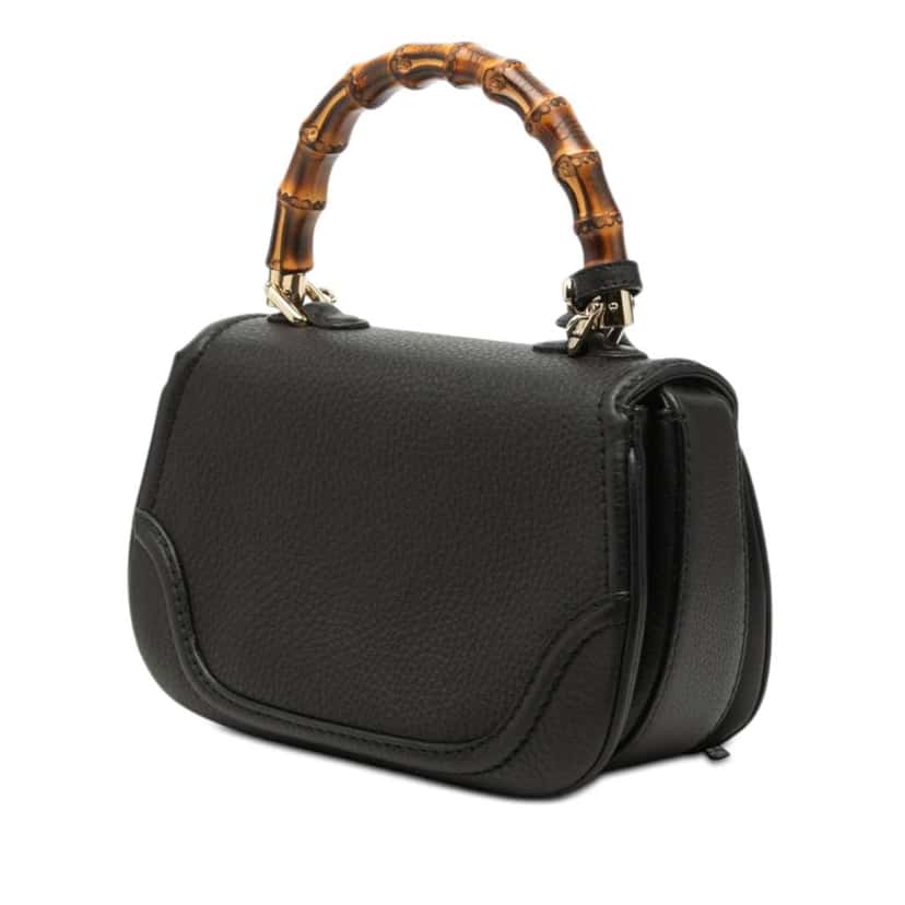 Gucci Small Leather New Bamboo Satchel Black Leather Very good condition - Back View