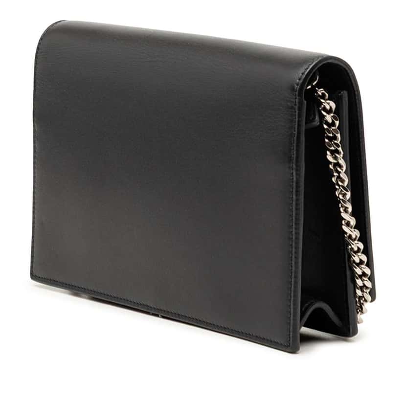 Saint Laurent Calfskin Cloud Star Applique Classic Monogram Kate Tassel Wallet on Chain Black Leather Very good condition - Back View