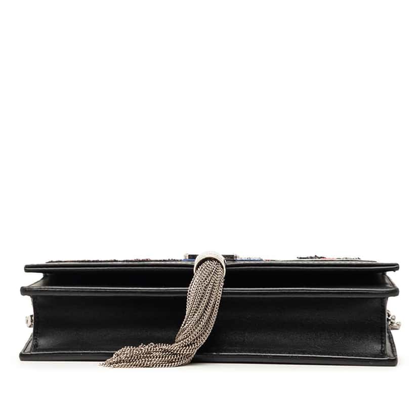 Saint Laurent Calfskin Cloud Star Applique Classic Monogram Kate Tassel Wallet on Chain Black Leather Very good condition - Inside View
