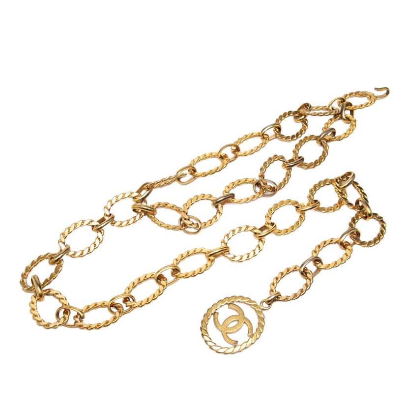 Chanel Gold Plated CC Logo Chain Belt Gold Metal Very good condition - Front View