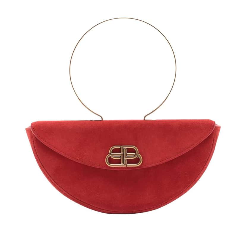 Balenciaga Suede Opera Bag Red Leather Very good condition - Front View
