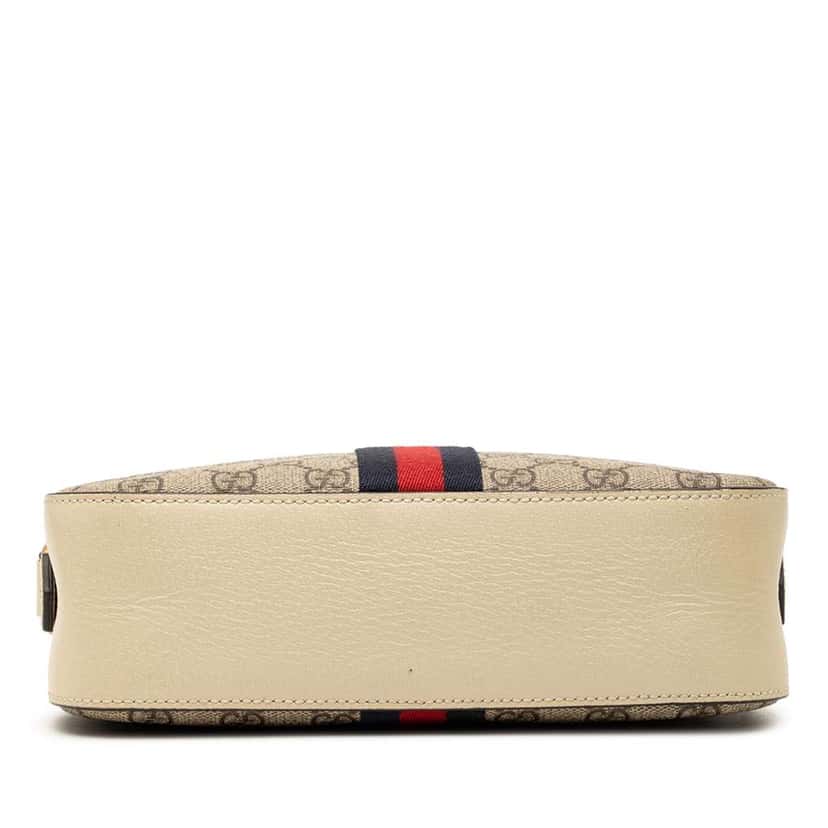 Gucci Small GG Supreme Textured Calfskin Web Ophidia Camera Bag Beige Canvas Very good condition - Inside View