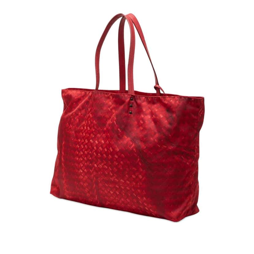 Bottega Veneta Nylon Intrecciolusion Tote Red Very good condition - Back View