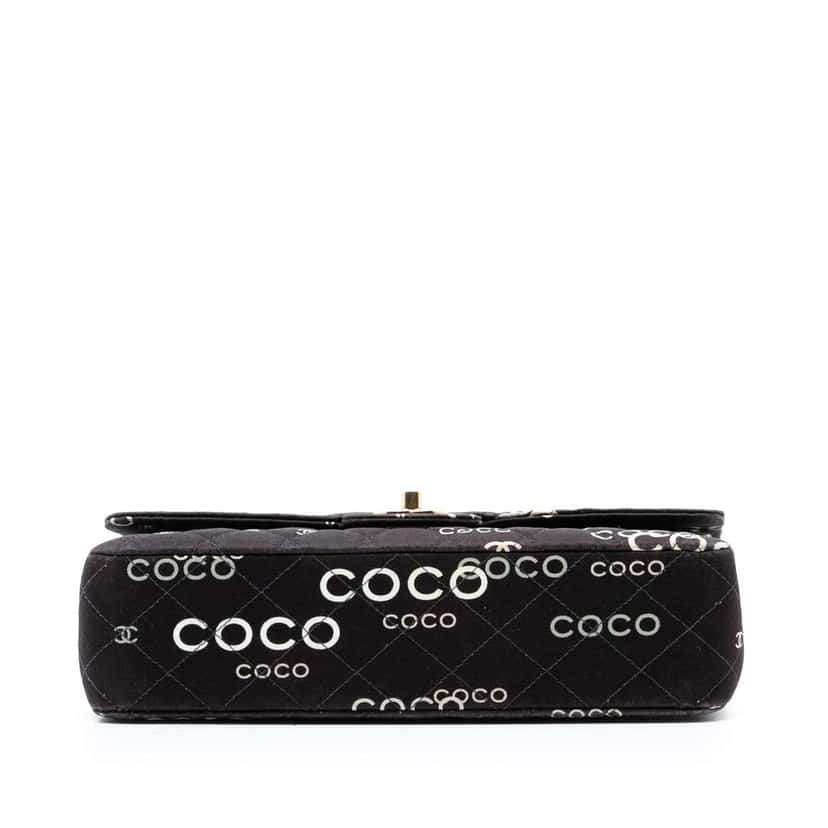 Chanel Medium Classic Canvas Coco Print Double Flap Brown Canvas Very good condition - Inside View