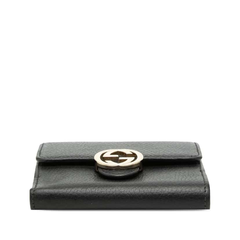 Gucci Leather Interlocking G Small Wallet Black Leather Very good condition - Inside View