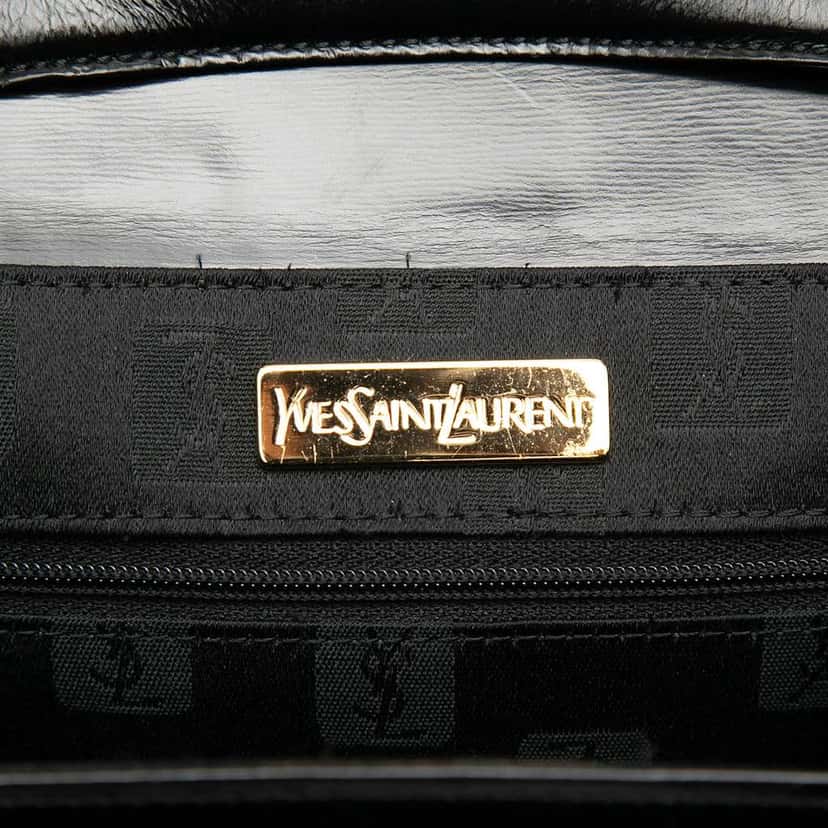 Saint Laurent Leather Logo Charm Top Handle Bag Black Leather Very good condition - Model View