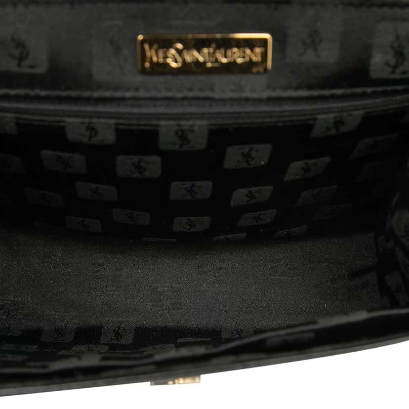 Saint Laurent Leather Logo Charm Top Handle Bag Black Leather Very good condition - Box View