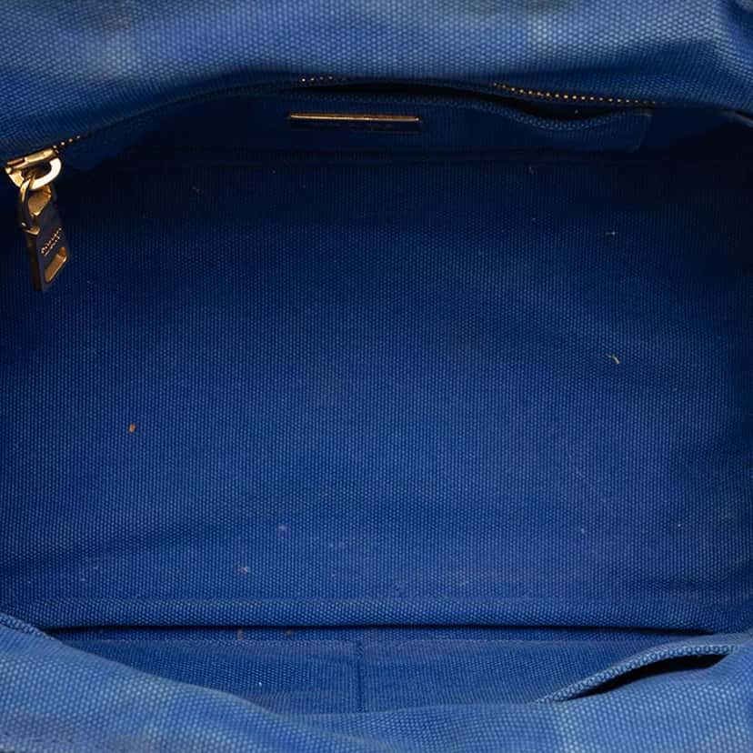 Prada Small Bicolor Canvas Canapa Logo Satchel Blue Canvas Very good condition - Model View