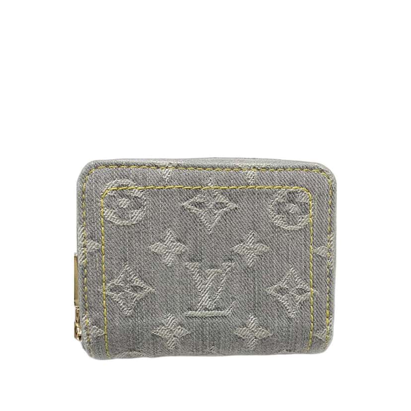 Louis Vuitton Monogram Denim Zippy Coin Purse Grey Denim Very good condition - Front View