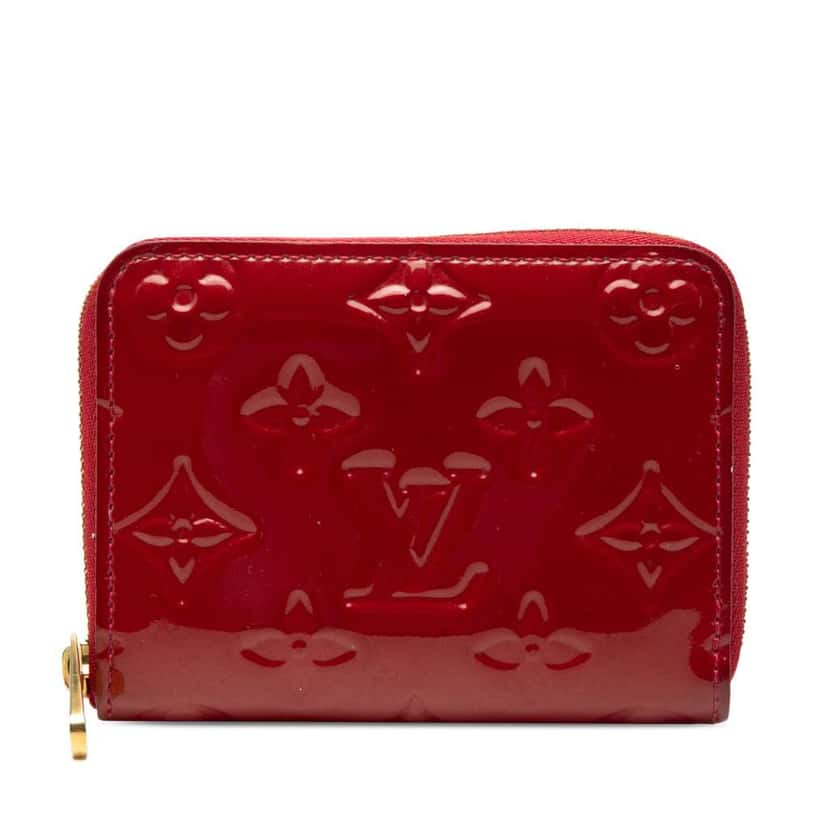 Louis Vuitton Monogram Vernis Zippy Coin Purse Red Leather Very good condition - Front View