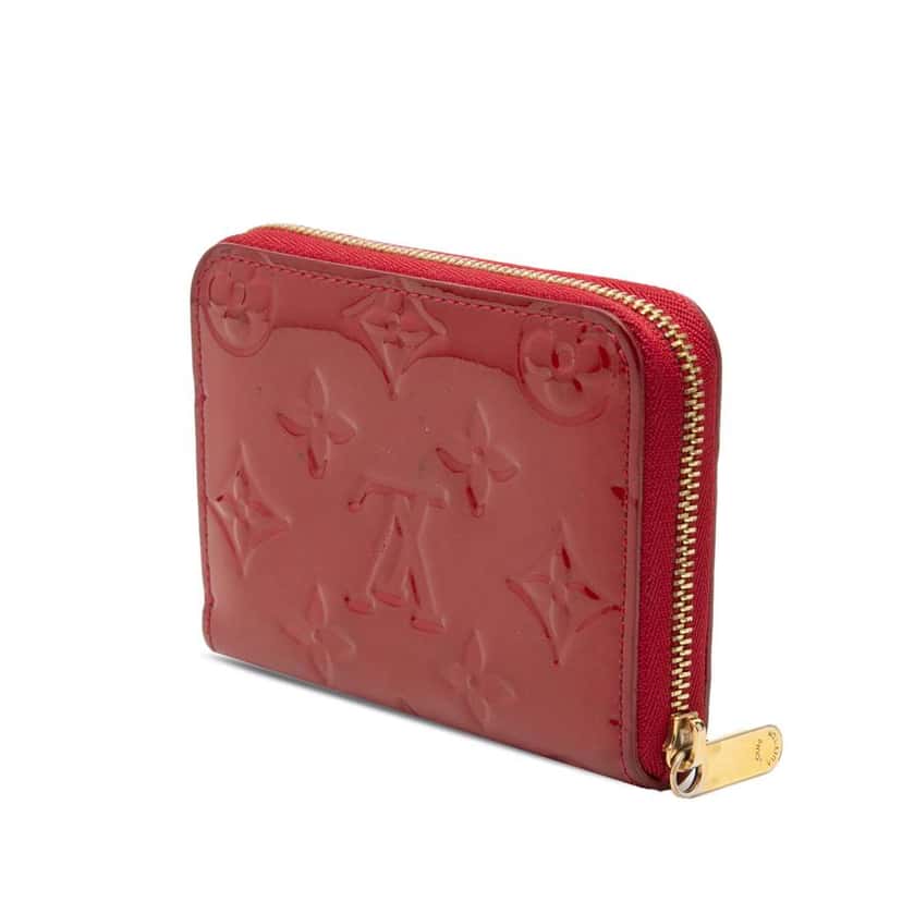 Louis Vuitton Monogram Vernis Zippy Coin Purse Red Leather Very good condition - Back View