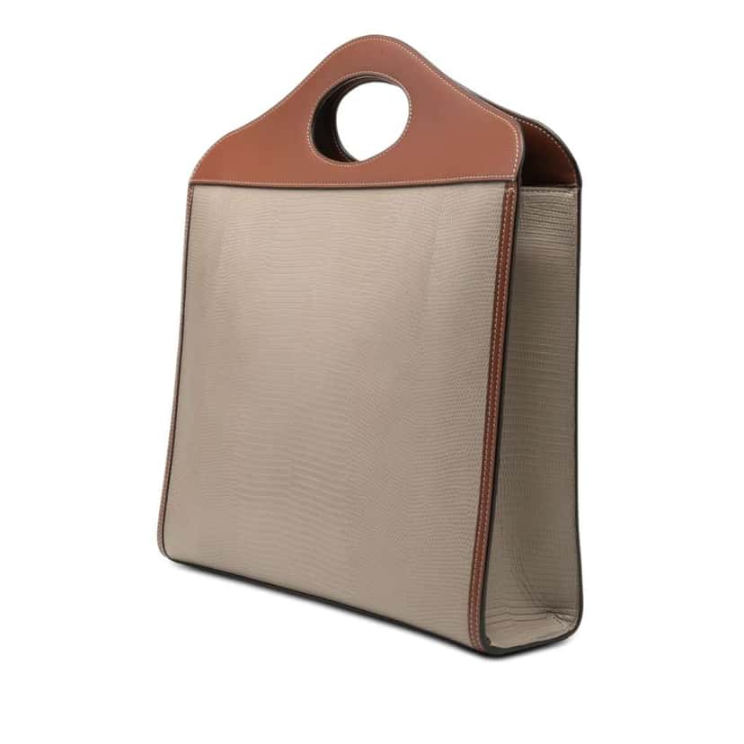 Burberry Medium Lizard Embossed Leather Pocket Satchel Brown Leather Very good condition - Back View