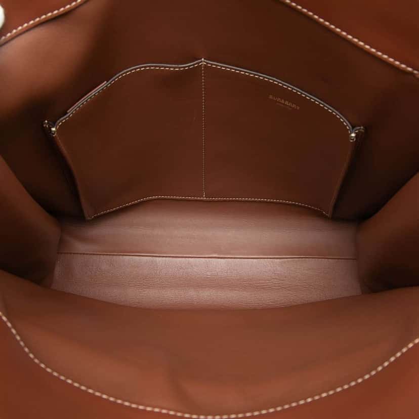 Burberry Medium Lizard Embossed Leather Pocket Satchel Brown Leather Very good condition - Model View