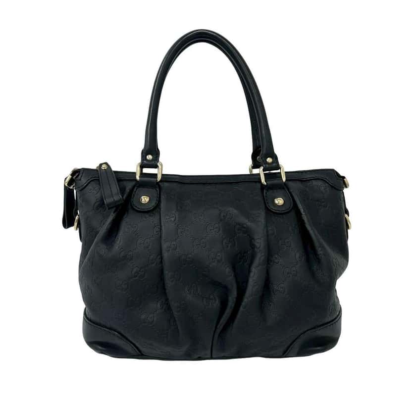 Gucci Guccissima Sukey Satchel Black Leather Very good condition - Back View